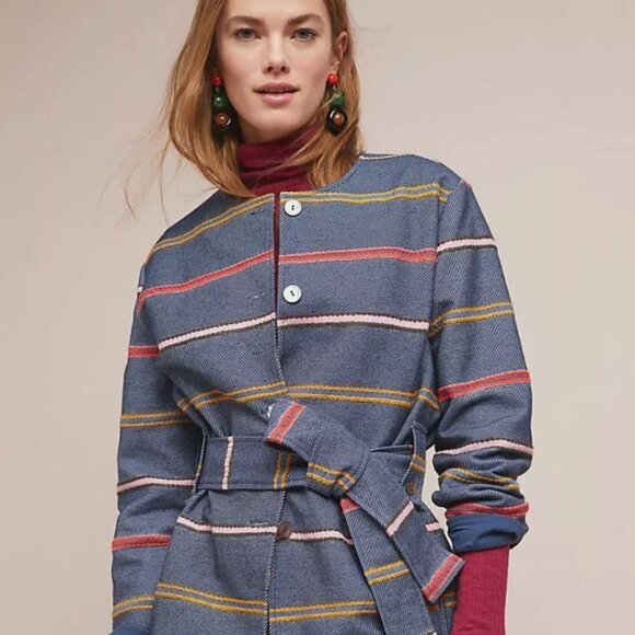 ANTHROPOLOGIE | DOLAN Piccadilly Striped Coat XS - Picture 4 of 9